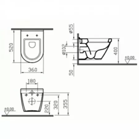 Унитаз подвесной с функцией биде VitrA S50 5318B003-0850  с крышкой для унитаза 801-003-009