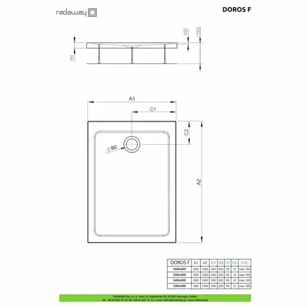 Душевой поддон Radaway Doros F 120x90 SDRF1290-01