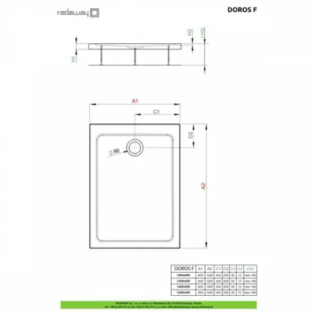 Душевой поддон Radaway Doros F 120x90 SDRF1290-01