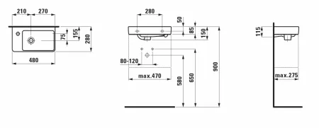 Умывальник Laufen Pro S 8159554001091 48x28x8