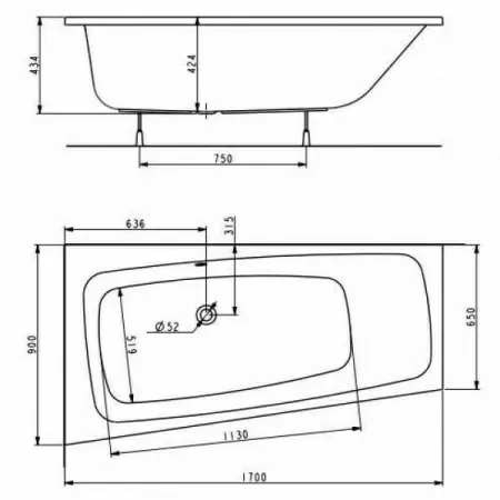 Акриловая ванна Kolo Split XWA1671000 170х90 левая