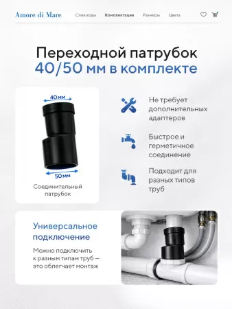 Трап для душа Amore di Mare Verso SD-70B, 700х70 мм, оборачиваемый под плитку, черный