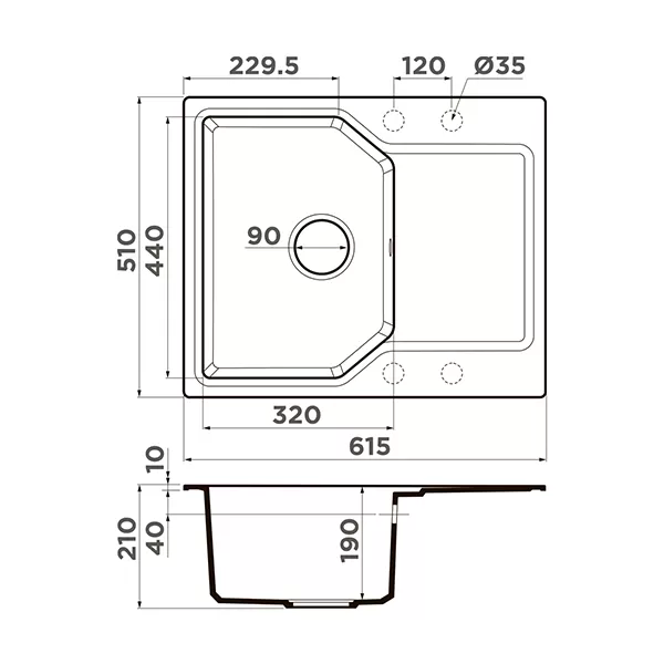 Кухонная мойка Omoikiri Yonaka 61-BL Artgranit черный 4993638