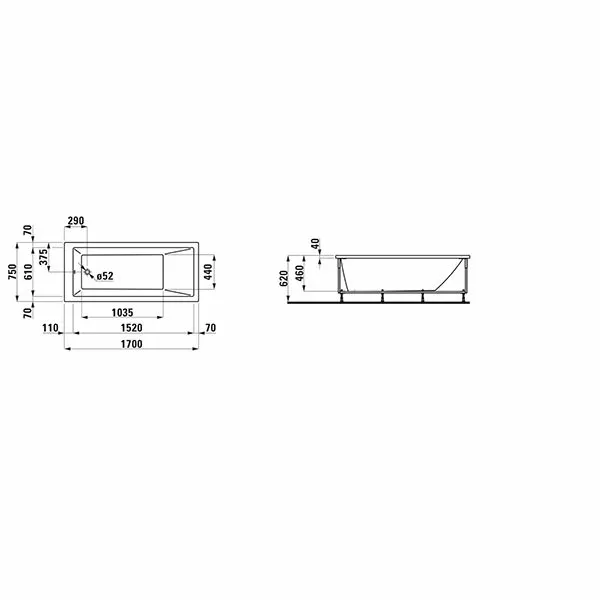 Акриловая ванна Laufen Pro 170x75 2319510000001