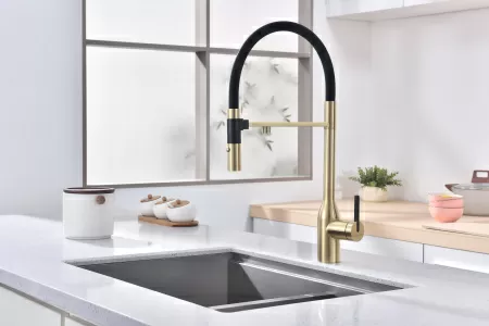 Смеситель для кухни Paulmark MAGNETO ONE Ma213188-SBG, светлое брашированное золото