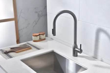 Смеситель для кухни Paulmark UNIVERSAL Un213880-GM, вороненая сталь
