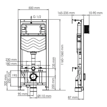 Система инсталляции для унитазов WasserKRAFT Aller 10TLT.010.ME