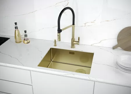 Дозатор для жидкого мыла Paulmark DECUS D004-SBG, светлое брашированное золото
