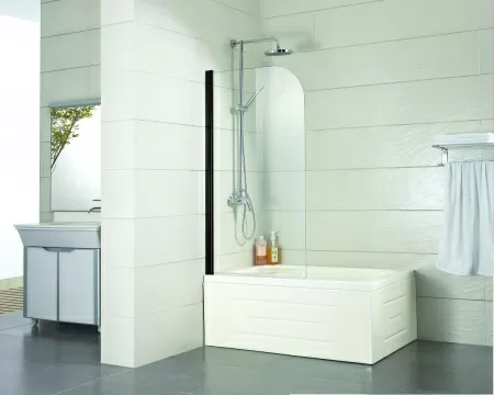 Шторка для ванны Azario MERRIT 700х1500, прозрачное стекло 5 мм, цвет профиля черный (AZ-NF6211 700 BLACK)