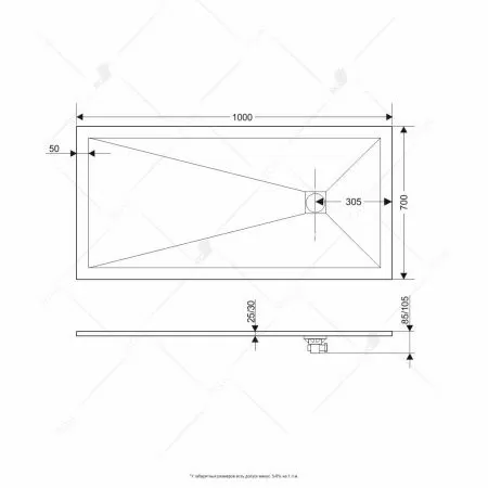 Душевой поддон прямоугольный RGW ST-G 16152813-02 80х130х2.5 см