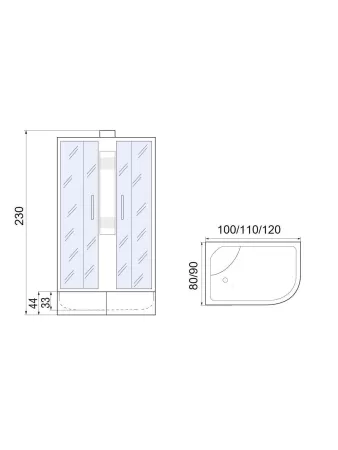 Душевая кабина МОНОМАХ МОНОМАХ XL Б/К 110/80/44 МЗ L 1100х800х2300мм