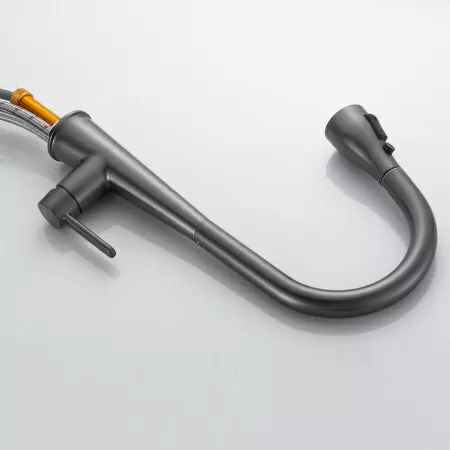 Смеситель для кухни с выдвижным изливом Shevanik S363T, оружейная сталь