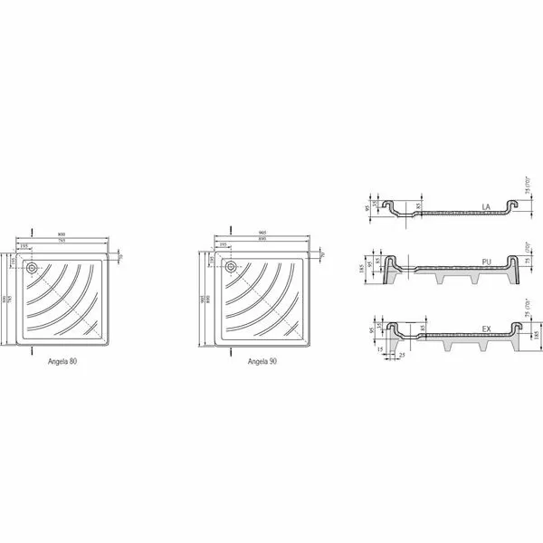 Душевой поддон Ravak Angela-90 PU белый
