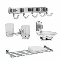Комплект аксессуаров для ванной комнаты WasserKRAFT Oder (полка, подстаканник, мыльница, кронштейн)