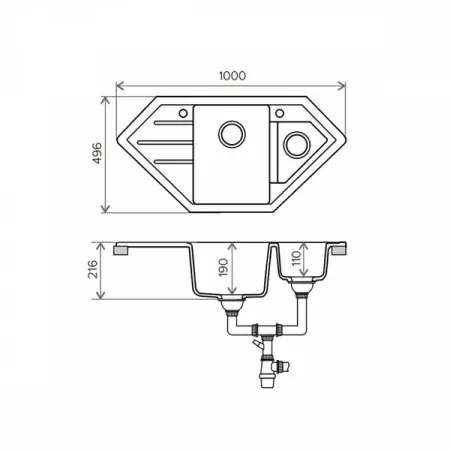 Кухонная мойка Tolero R-114 49.6x100 бежевый