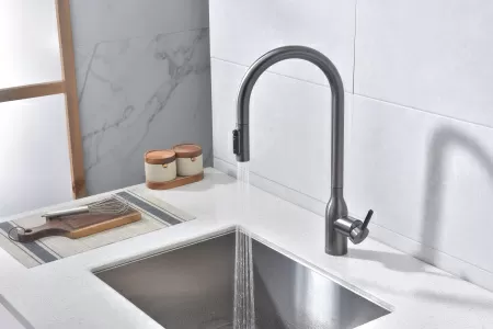 Смеситель для кухни Paulmark UNIVERSAL Un213880-GM, вороненая сталь