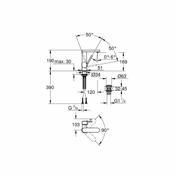 Смеситель для умывальника Grohe Plus 23872003