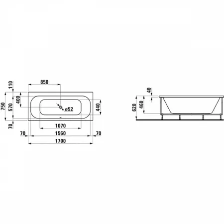 Акриловая ванна Laufen Solutions 170x75 2235360000001