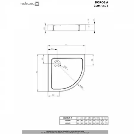 Душевой поддон Radaway Doros A Compact 90x90 SDRA9090-05