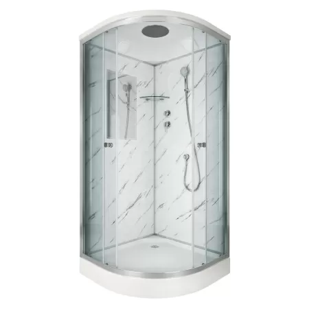 Душевая кабина Niagara Luxe NG-7702M (100x100х210) низкий поддон(15см),дверь раздвижная,стенки мрамор,3 места