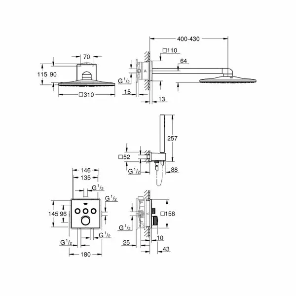 Промо-набор для душа скрытого монтажа Grohe Grohtherm SmartControl 34706000