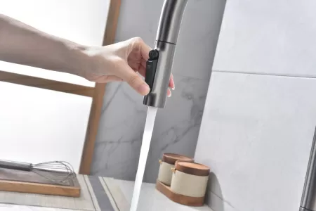 Смеситель для кухни Paulmark UNIVERSAL Un213880-GM, вороненая сталь