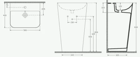 Раковина ISVEA Sott'Aqua напольная 500*420*830 1 цвет черный матовый 10SQ37001SV-2N
