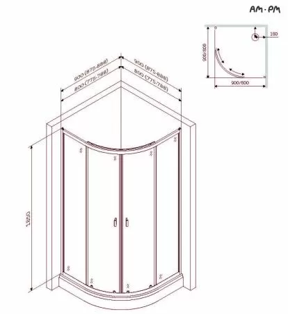 Душевое ограждение AM.PM X-Joy W88E-205-090MT 90x90, c поддоном