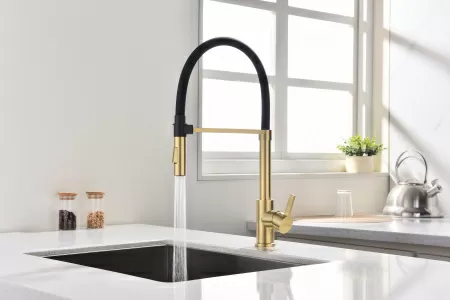 Смеситель для кухни Paulmark HALT Ha214021-SBG, светлое брашированное золото