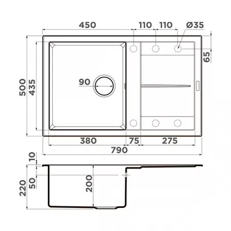 Кухонная мойка Omoikiri Sumi 79-PL Tetogranit платина 4993667