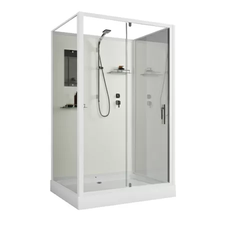 Душевая кабина Niagara Standart ST100/80/15Q/BK (100х80х200) прямоугольник,поддон 15см,распашная,проф.белый,без крыши
