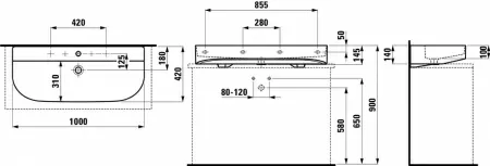 Умывальник Laufen Sonar 8163477571041 100x42x14.5