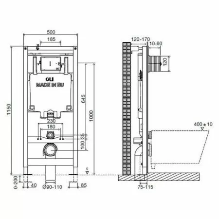 Инсталляция для подвесного унитаза Oli 80 механическая 600151