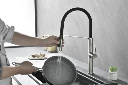 Смеситель для кухни Paulmark Barrel Ba214029-BS, брашированная нержавеющая сталь