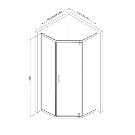 W90G-405-090MT Душевое ограждение AM.PM Gem 5-corner Pivot 90x90 стекло прозрачное, профиль матовый хром