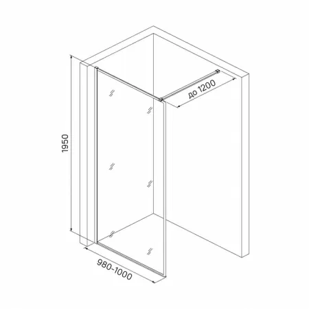 Душевая перегородка IDDIS Slide SLI8BS1i23 Walk In 100x195, черный