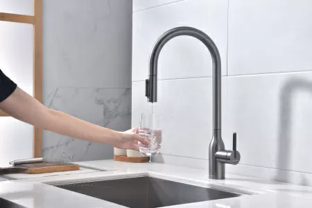 Смеситель для кухни Paulmark UNIVERSAL Un213880-GM, вороненая сталь