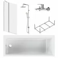 Набор AM.PM Gem W90ASET-170D3W5: ванна 170x70 с каркасом и шторкой, душевая система со смесителем для ванны и душа