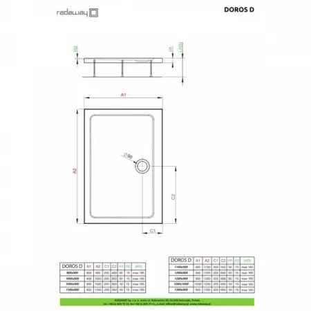 Душевой поддон Radaway Doros D 100x90 SDRD1090-01