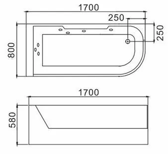 Ванна акриловая WeltWasser WW ALSTER 170/80 WT R 170х80х58 г/м белая