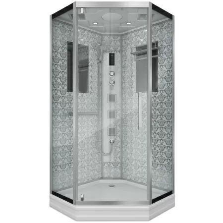 Душевая кабина Niagara Luxe NG-7717W (100x100х215) низкий поддон(15см),дверь распашная,стенки серебро,4 места
