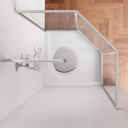 W90G-405-090MT Душевое ограждение AM.PM Gem 5-corner Pivot 90x90 стекло прозрачное, профиль матовый хром