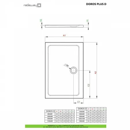 Душевой поддон Radaway Doros Plus D 100x80 SDRPD1080-01