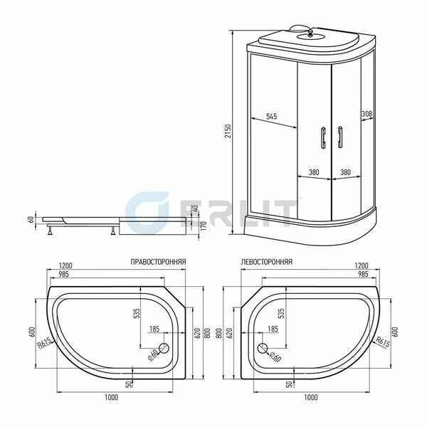 Душевая кабина Erlit Comfort ER3512PL-C4 120x80