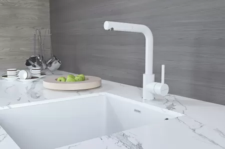 Смеситель для кухни Paulmark KASSEL Ka214311-431TW, белый матовый полностью