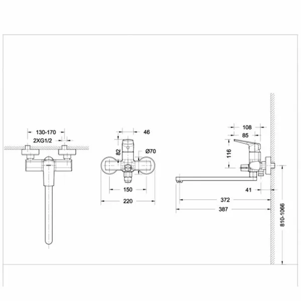 Смеситель для ванны Bravat Real F6121179CP-01L