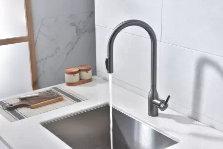 Смеситель для кухни Paulmark UNIVERSAL Un213880-GM, вороненая сталь