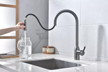 Смеситель для кухни Paulmark UNIVERSAL Un213880-GM, вороненая сталь