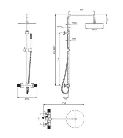 Душевая стойка OMNIRES Contour CT8044CR