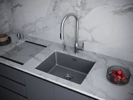 Мойка Paulmark LUMI 55 UNI LU55-GRM 555х460х210 мм, IT-GRANIT, серый металлик